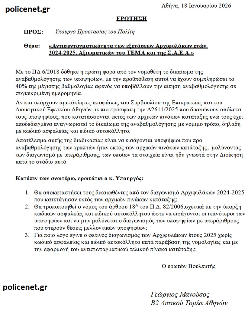 ερωτηση βουλευτη