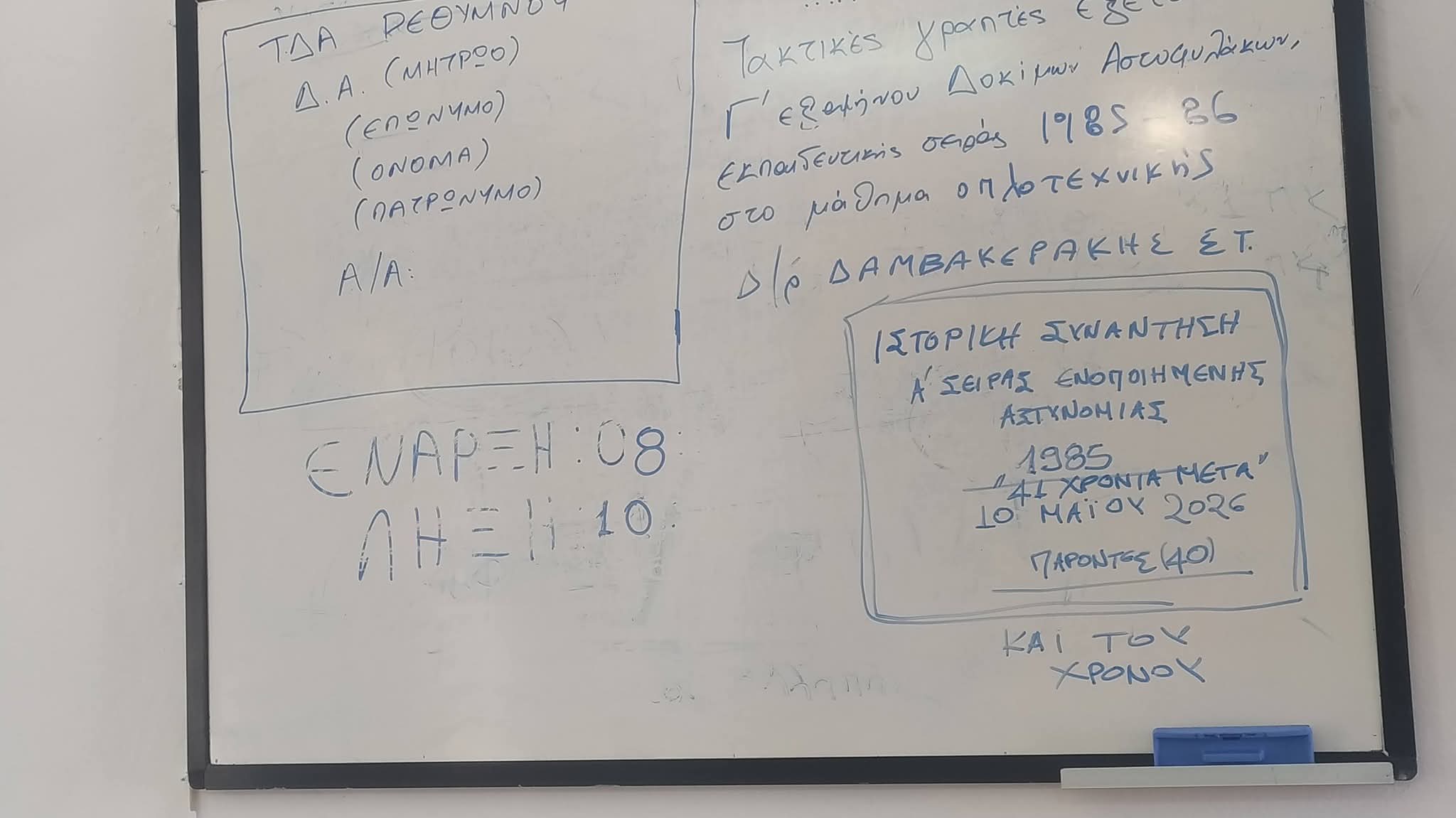 1Η ΣΥΝΑΝΤΗΣΗ ΣΕΙΡΑΣ ΑΣΤΥΦΥΛΑΚΩΝ 1985-1986