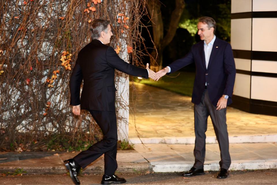 ΣΥΝΑΝΤΗΣΗ ΤΟΥ ΠΡΩΘΥΠΟΥΡΓΟΥ ΚΥΡΙΑΚΟΥ ΜΗΤΣΟΤΑΚΗ ΜΕ ΤΟ ΥΠΟΥΡΓΟ ΕΞΩΤΕΡΙΚΩΝ ΤΩΝ ΗΠΑ ΑΝΤΟΝΙ ΜΠΛΙΝΚΕΝ ΣΤΑ ΧΑΝΙΑ