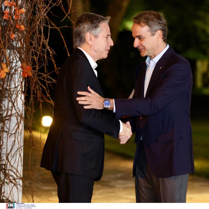 ΣΥΝΑΝΤΗΣΗ ΤΟΥ ΠΡΩΘΥΠΟΥΡΓΟΥ ΚΥΡΙΑΚΟΥ ΜΗΤΣΟΤΑΚΗ ΜΕ ΤΟ ΥΠΟΥΡΓΟ ΕΞΩΤΕΡΙΚΩΝ ΤΩΝ ΗΠΑ ΑΝΤΟΝΙ ΜΠΛΙΝΚΕΝ ΣΤΑ ΧΑΝΙΑ