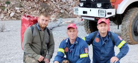 Διάσωση σκύλου από το Πυροσβεστικό Κλιμάκιο Θέρμου (ΦΩΤΟ)